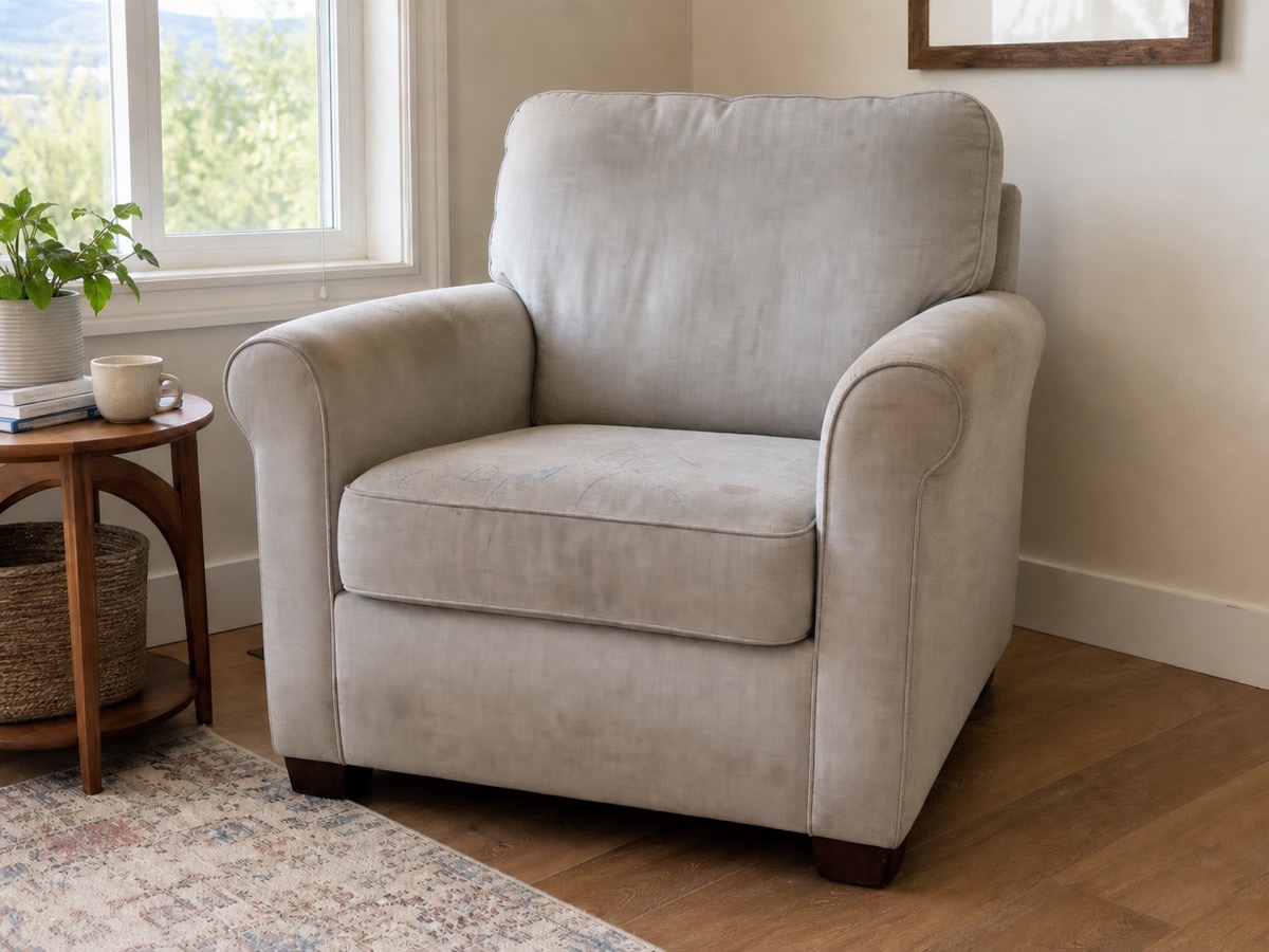 Representative reading chair before a detailed restoration assessment